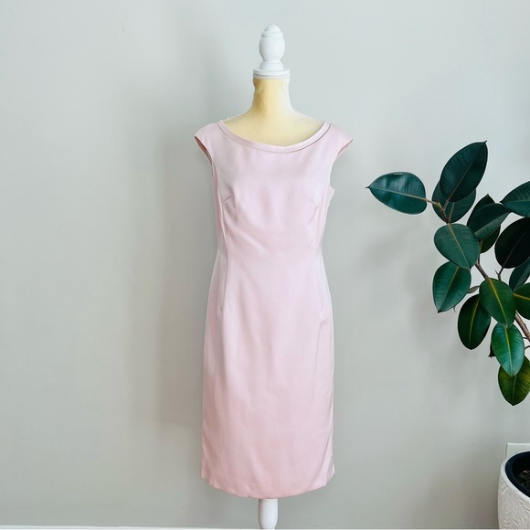 Escada short sleeve satin sheath dress